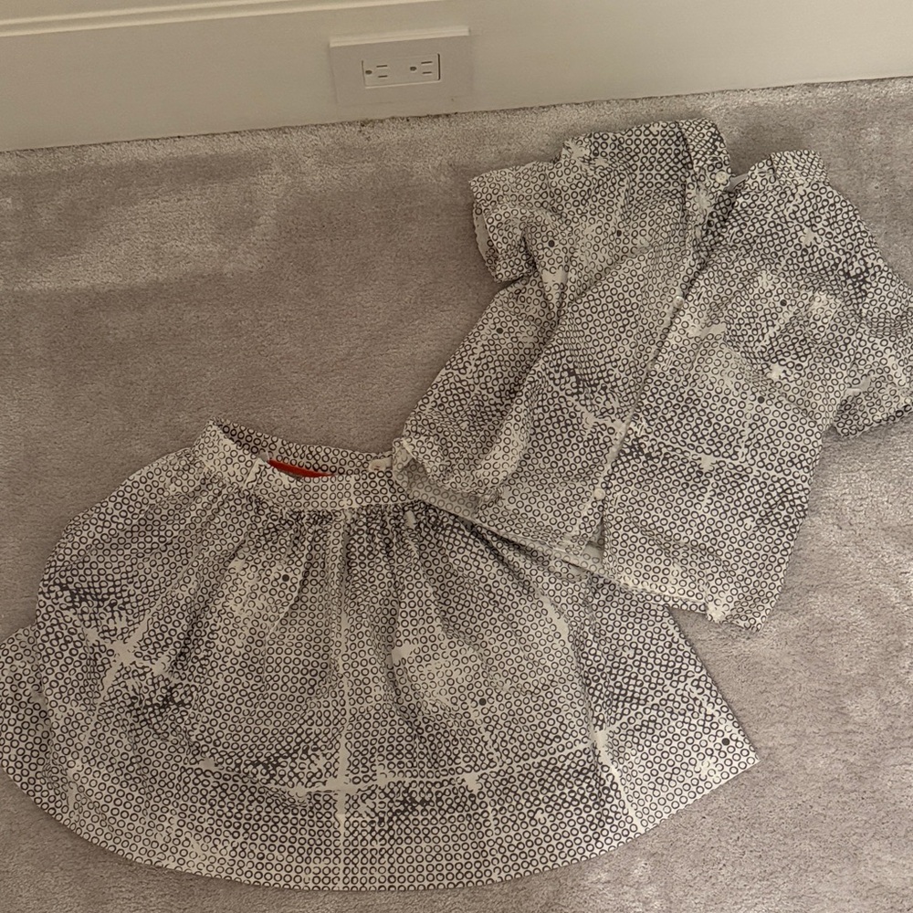 Brand is Miller (European). Beautiful Gray and White Patterned Skirt and Top